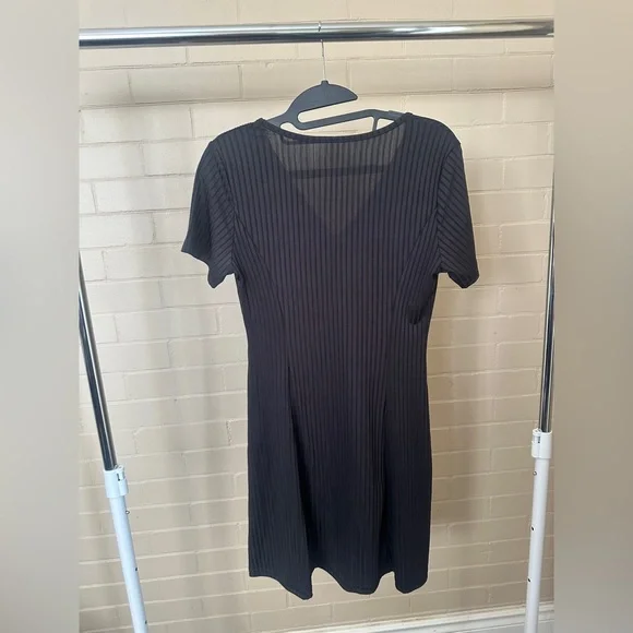 Black Button-Down Ribbed Dress - Picture 2 of 2